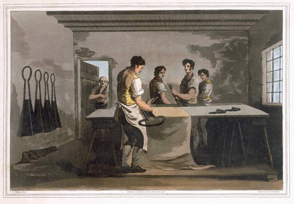 Cloth Dressers, from Costume of Yorkshire engraved by Robert Havell (1769-1832) 1814