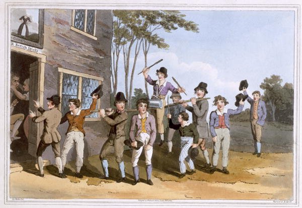 Riding the Stang, engraved by Robert Havell the Elder, published 1814 by Robinson and Son, Leeds