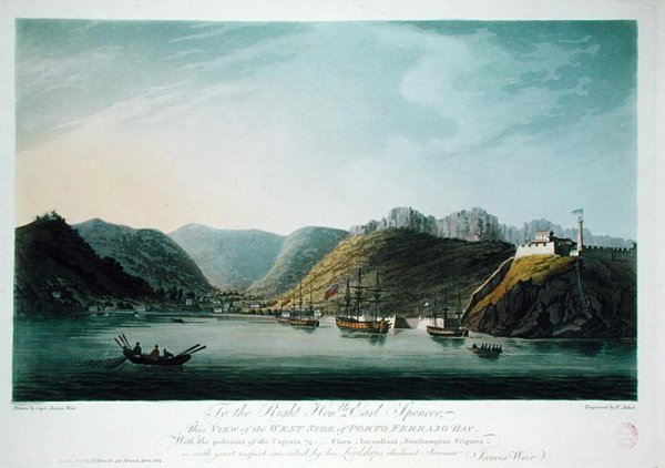 View of the West Side of Porto Ferraio Bay, Elba, engraved by Francis Jukes (1747-1812) published by J. Daniell, April 1814