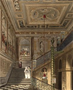 The Great Staircase at Kensington Palace From Pynes Royal Residences, engraved by Richard Reeve (b.1780) published in 1819