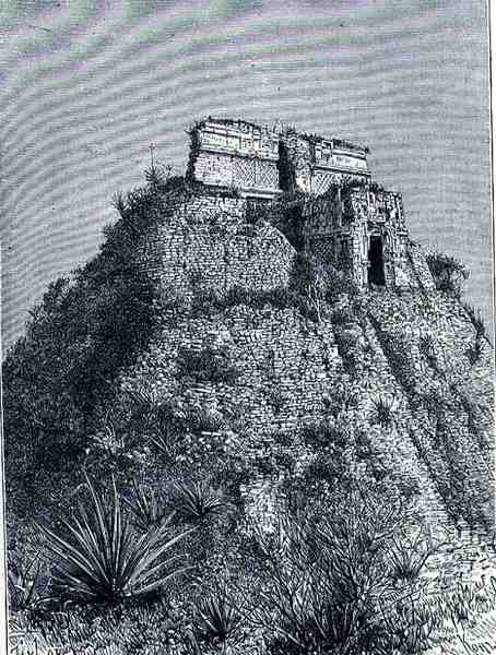 The Dwarf's House at Uxmal, from The Ancient Cities of the New World, by Claude-Joseph-Desire Charnay, engraved by A. Kohl, pub. 1887