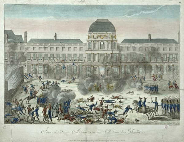 Chateau des Tuileries, 10th August 1792, engraved by Jourdan