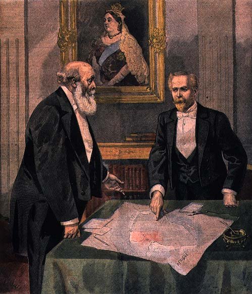 Anglo-French Convention signed in London by Paul Cambon (1843-1924) the French Ambassador, and Lord Salisbury (1830-1904) the British Prime Minister, from Le Petit Journal, 9th April 1899