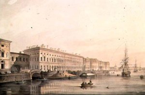 View of Palace Embankment, engraved by Karl Petrovich Beggrov 1799-1875, 1826