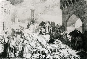 Plague in Florence as described by Boccaccio, engraved by Guiseppe Volpini