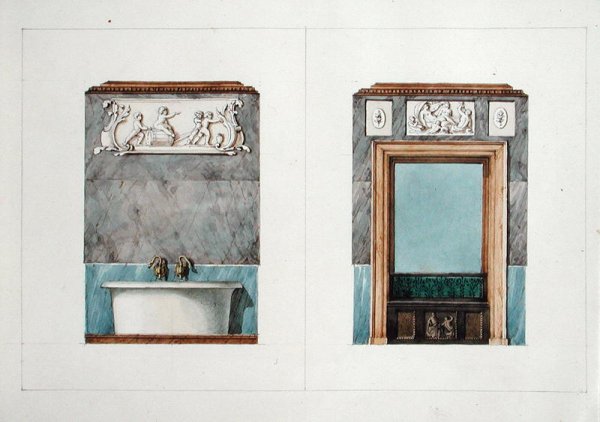 The bathroom at rue Fortunee, house bought by Balzac in 1847, 1851