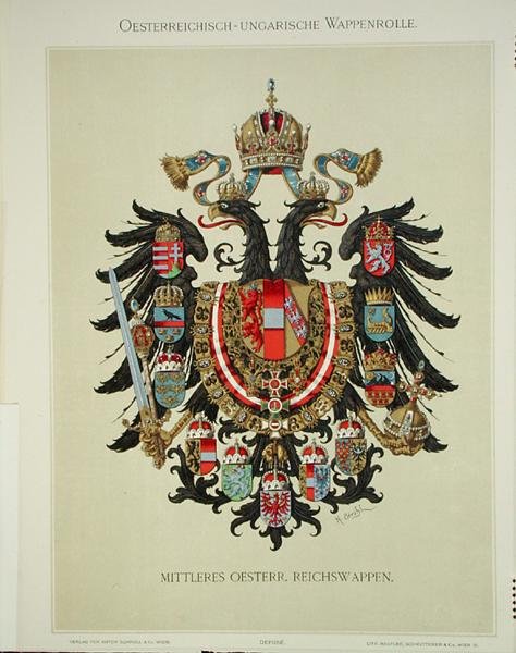 Plate with the coat of arms of the Austro-Hungarian Empire, from Heraldischer Atlas by the artist, 1899