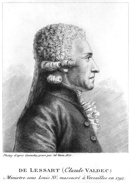 Portrait of Claude Valdec de Lessart 1741-92 engraved by Ad. Varin, 1872