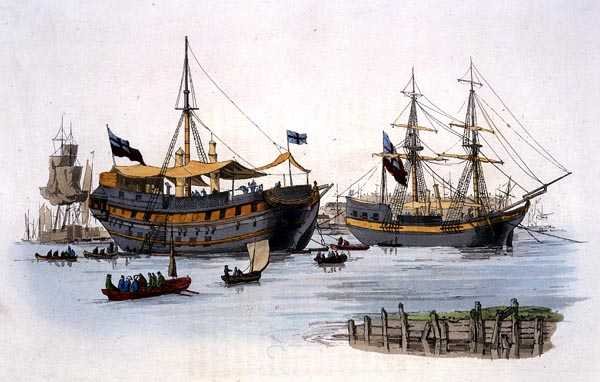 Prison Ships, from Costume of Great Britain, published by William Miller, 1805