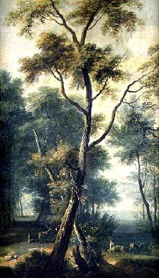 A Woodland Landscape with Deer
