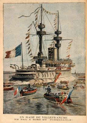 Villefranche Harbour a ball on board the Formidable illustration from Le Petit Journal