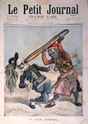 Caricature of Francesco Crispi 1818-1901 and the defeat of the Italian invading army at the siege of Makalle Ethiopia cover of Le Petit Journal 9th February 1896