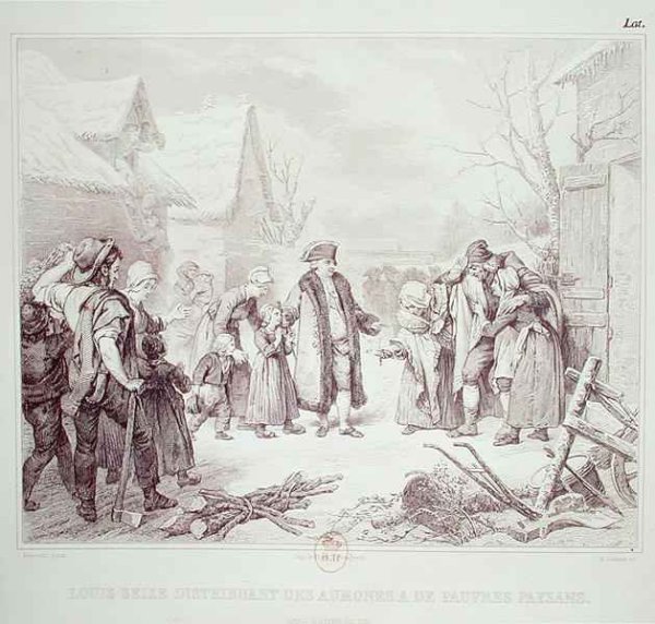 Louis XVI 1754-93 Distributing Alms to the Peasants in 1788
