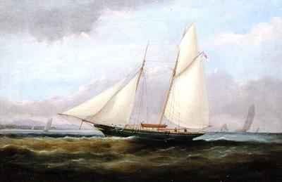 A Schooner Yacht under Easy Sail with her Foresail Lowered