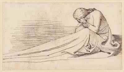 A Seated Female Figure in Long Drapery Mourning