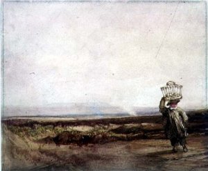 A Boy carrying a Basket on his Head, in a Moorland Landscape