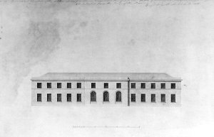 Elevation of the Kitchen Offices of a house, 1815