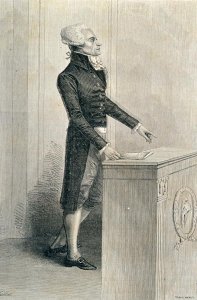 Maximilien de Robespierre 1758-94 Orating, engraved by Stephane Pannemaker 1847-1930