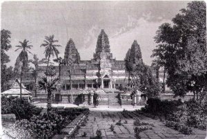 Main facade of Angkor Wat, book illustration from A Journey of Exploration in Indo-China, pub. c.1873