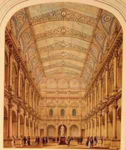 Scheme for roofing the courtyard of the Royal Exchange