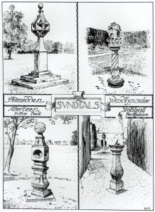 Sundials Pitmedden, Duthie Park, Aberdeen, Woodhouselee and Stobhall, Perthshire, c.1900