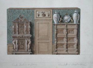 Furniture in the dining room at rue Fortunee, house bought by Balzac in 1847, 1851