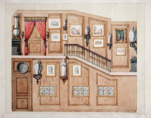 Staircase at rue Fortunee, house bought by Balzac in 1847, 1851