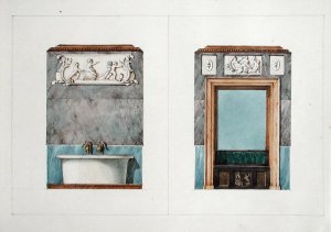 The bathroom at rue Fortunee, house bought by Balzac in 1847, 1851