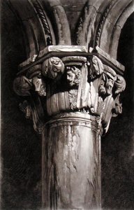 The Ducal Palace, Twentieth Capital, from Examples of the Architecture of Venice by John Ruskin, aquatint by S. Reynolds, 1851