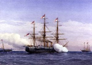 HMS Bacchante with HM Yacht Osborne 1883