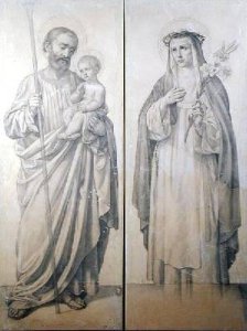 Preparatory drawing of St Catherine of Siena and St Christopher 1871