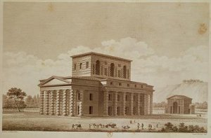 Perspective view of the house of the director of the salt works in the ideal city of Chaux