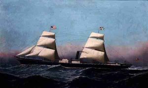 A British Brig Rigged Steamship Outward Bound for America