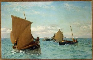 Luggers Picking up Moorings