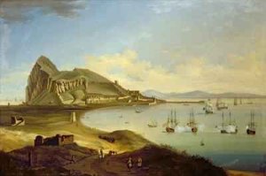 Admiral of the Blue Squadron Arriving at Gibraltar under the Gun Salute from the Red Squadron in 1722