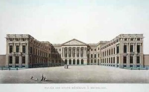 Palace of the Estates General Brussels from Choix des Monuments Edifices et Maisons les plus remarquables du Royaume des Pays Bas