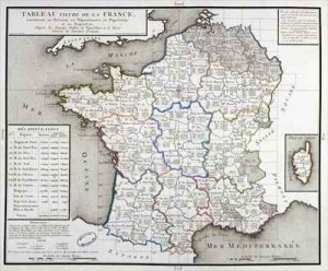 Map of France depicting the departmental divisions