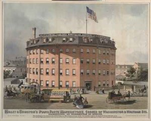 Advertisement for Hallet and Cumstoms Piano Forte Manufactory