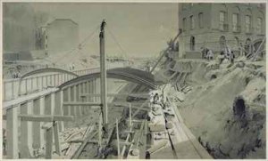 Building the retaining walls at Park Street, Camden Town